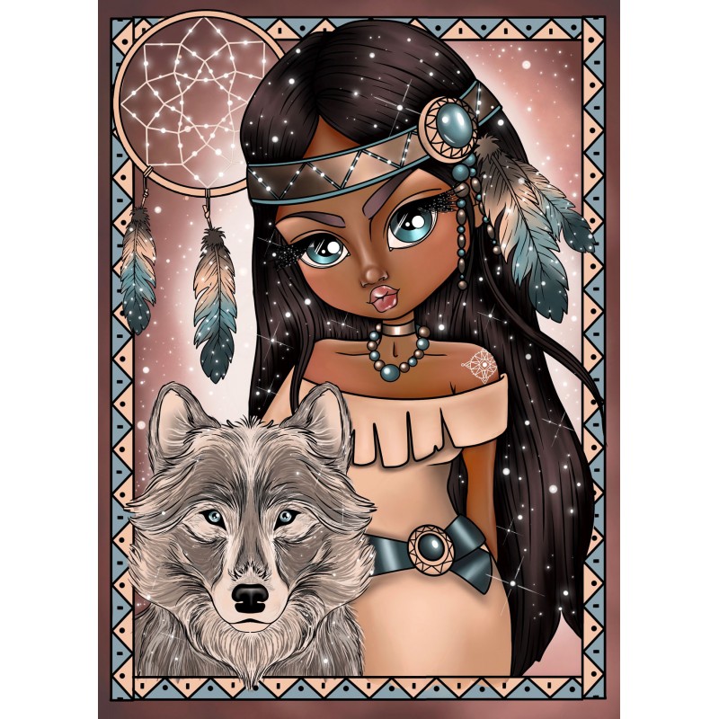 Indian Girl with Wolf