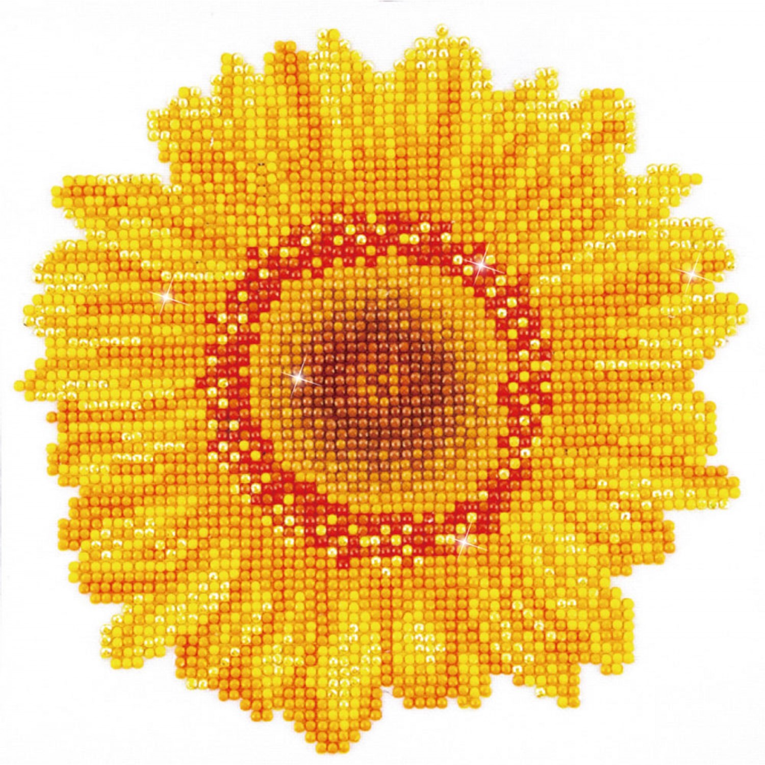 Canary and Sunflower Yellow Frit, Sunflower Yellow Streamers Clear Base  Collage, Non-Fusible, Single-rolled, 3 mm, Color Sample, 2x2 in.