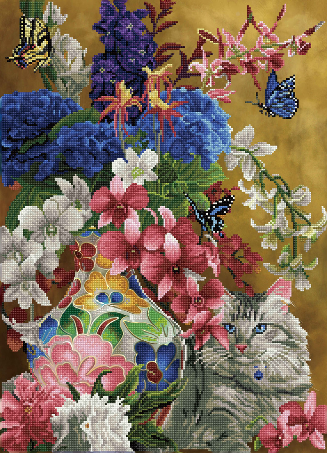 Diamond Painting - Cat and Flower – Figured'Art