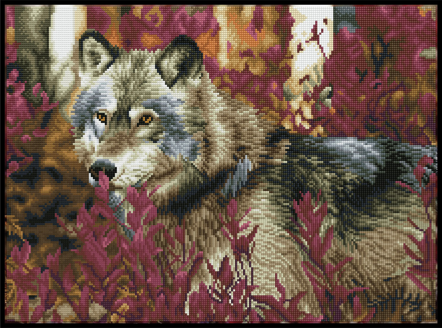 Diamond Dotz Pre-Framed Square Diamond Art Kit 16.54 inchx22.44 inch-Autumn Wolf